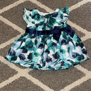 6-12 month Girls formal blue and Navy dress with bloomers. Gymboree